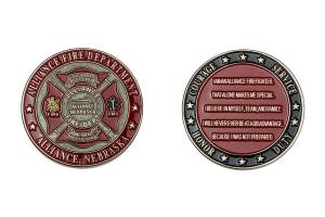 Metal fire department coin