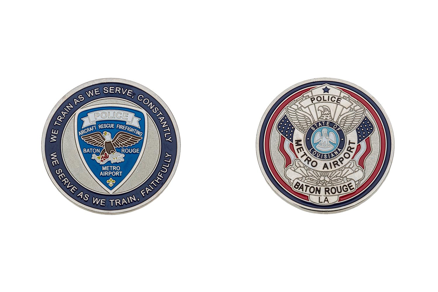 Metal airport police coins
