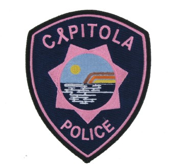Pink police emblems