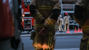 the backside of a fireman